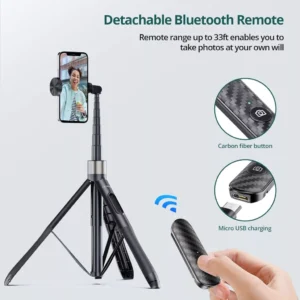 ATUMTEK 165 cm Szelfi Bot Tripod Állvánnyal